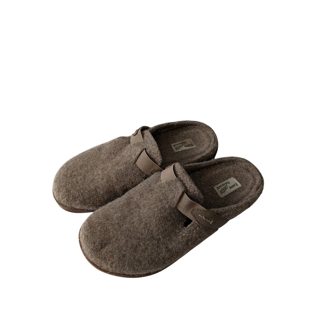 Earth Origins Jenna Brown Felted Fabric Clogs Mules Womens 7.5 M Comfort Shoes